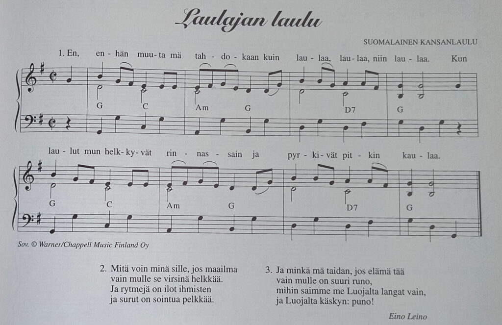 Laulajan laulun nuotti
