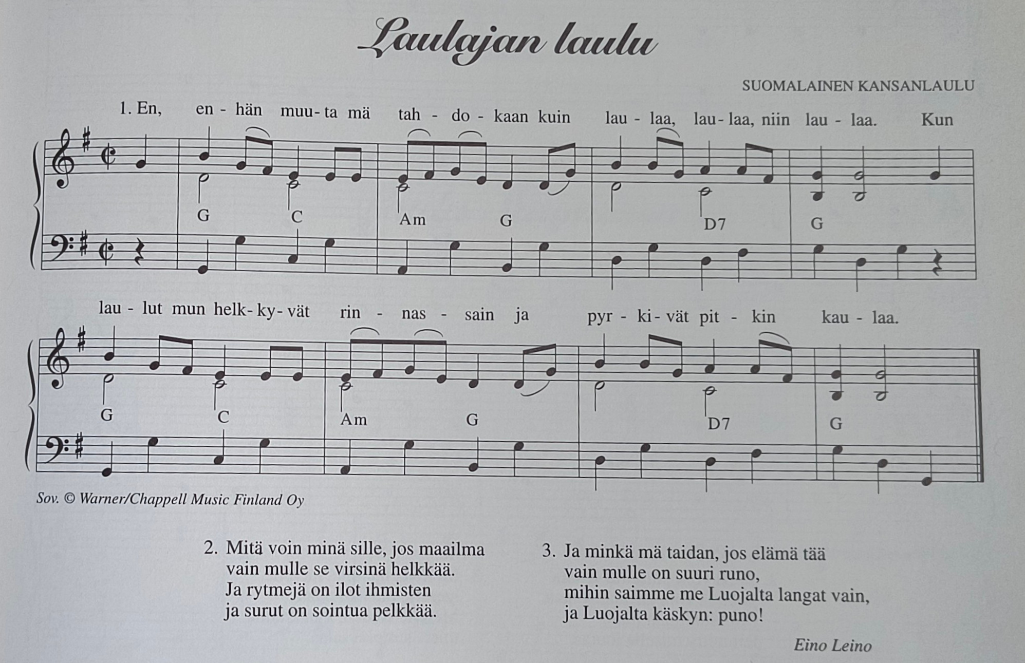 Laulajan laulun nuotti